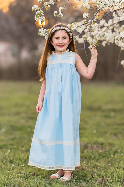 Cambridge Blue Sleeveless Heirloom Dress
