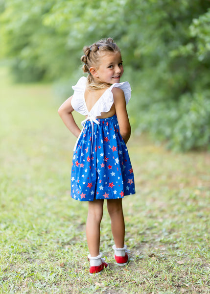 Make a Wish Star Print Tie Back Dress