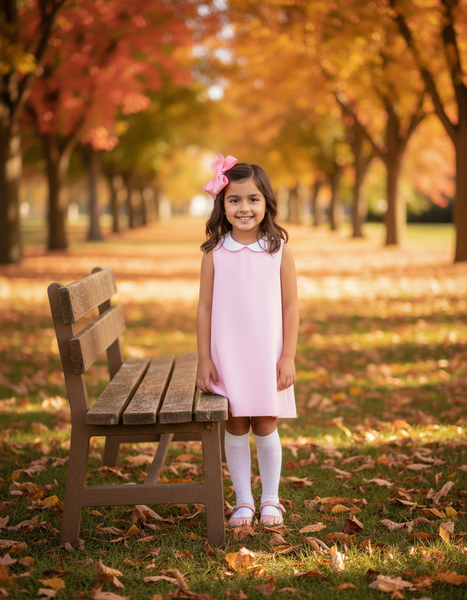 PREORDER - The Capelet Dress in Miriam - Pink Pinwale Corduroy