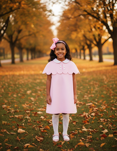 PREORDER - The Capelet Dress in Miriam - Pink Pinwale Corduroy