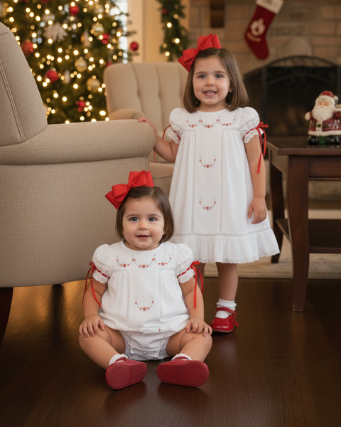 PREORDER - Gilded Noel Holiday Christmas Hand Embroidered White Heirloom Bubble