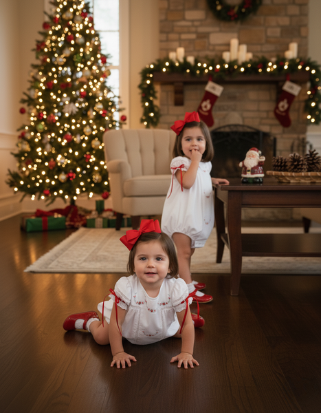 PREORDER - Gilded Noel Holiday Christmas Hand Embroidered White Heirloom Bubble