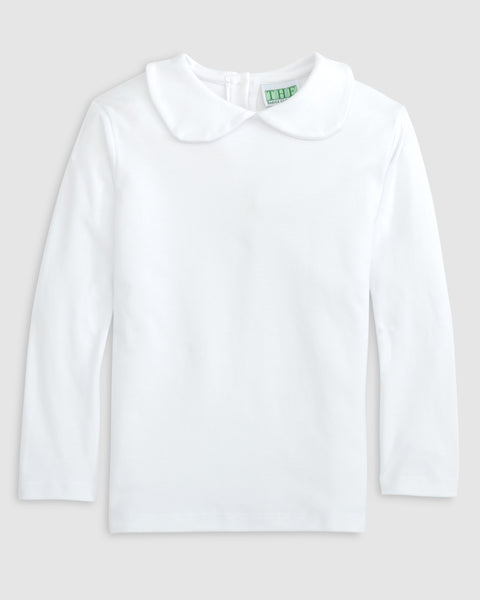Long Sleeve Peter Pan White Knit Shirt