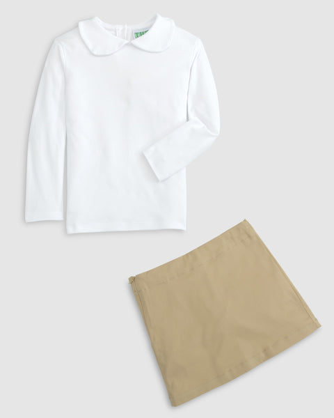 Long Sleeve Peter Pan White Knit Shirt