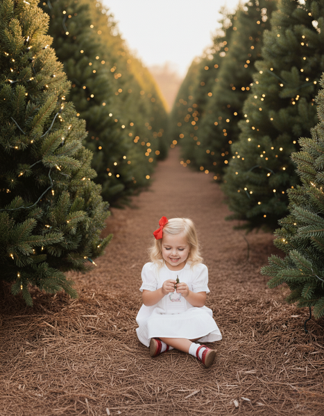PREORDER - Pemberley Holiday Christmas Hand Embroidered White Heirloom Portrait Dress