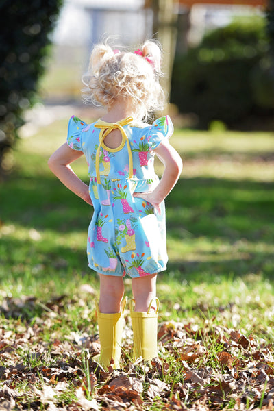 April Showers Rainboot Print Knit Romper