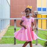 First Day Pink Knit Pencil Print Dress