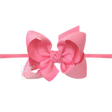 1/4" nylon Headband with 3.5" Medium Grosgrain Bow Hot Pink