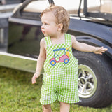 Fore! Boys' Gingham Shortall with Golf Cart Applique