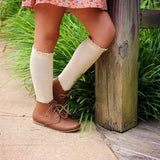 Vanilla Cream Lace Top Knee High Socks