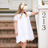 Lancaster Beaded Bishop Collar White Sleeved Girls' Heirloom Dress