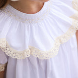Lancaster Beaded Bishop Collar White Sleeved Girls' Heirloom Dress