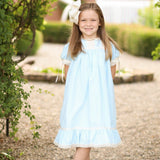 Bristol Blue Short Sleeved Heirloom Dress
