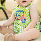 Fore! Boys' Gingham Shortall with Golf Cart Applique