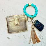 Solid Wristband Keychain light blue
