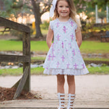 Grace Eyelet Trim Cross Printed Dress