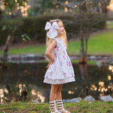 Grace Eyelet Trim Cross Printed Dress
