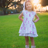 Grace Eyelet Trim Cross Printed Dress