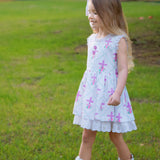 Grace Eyelet Trim Cross Printed Dress