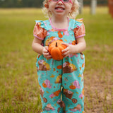 Pumpkin Harvest Girls' Fall Print Ruffle Leg Romper & Knit Blouse Set