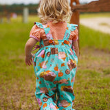 Pumpkin Harvest Girls' Fall Print Ruffle Leg Romper & Knit Blouse Set