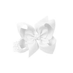 6.5" Jumbo Grosgrain Hairbow on Alligator Clip White
