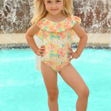 Magnolia Ruffle Low Back Swim Suit with Bow