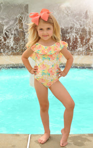 Magnolia Ruffle Low Back Swim Suit with Bow