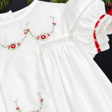 Gilded Noel Holiday Christmas Hand Embroidered White Heirloom Bubble