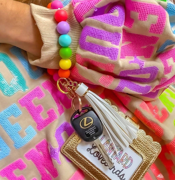 Neon Rainbow Wristband Keychain