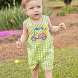 Fore! Boys' Gingham Shortall with Golf Cart Applique