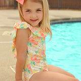 Magnolia Ruffle Low Back Swim Suit with Bow