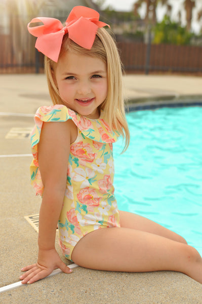 Magnolia Ruffle Low Back Swim Suit with Bow