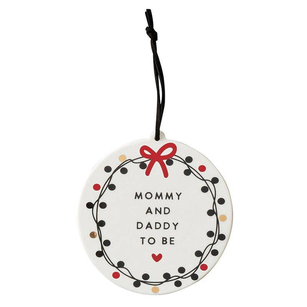 New Parents Christmas Gift Ceramic Ornament - Mommy + Daddy To Be