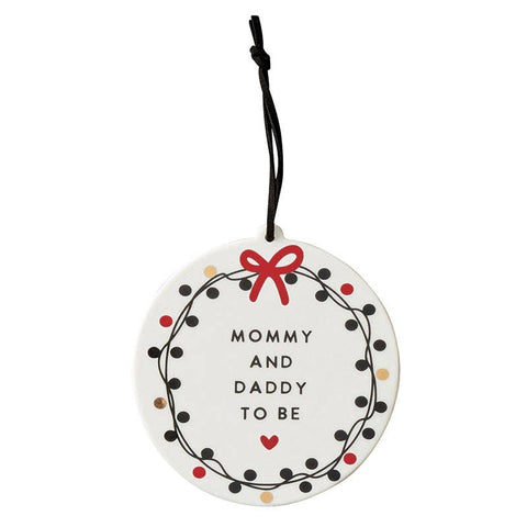 New Parents Christmas Gift Ceramic Ornament - Mommy + Daddy To Be