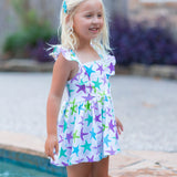 This One Knit Starfish Print Ruffle Short Set