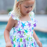 This One Knit Starfish Print Ruffle Short Set