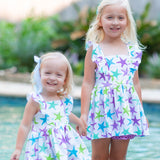 This One Knit Starfish Print Ruffle Short Set