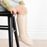 Vanilla Cream Lace Top Knee High Socks