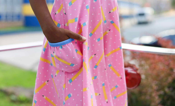 First Day Pink Knit Pencil Print Dress