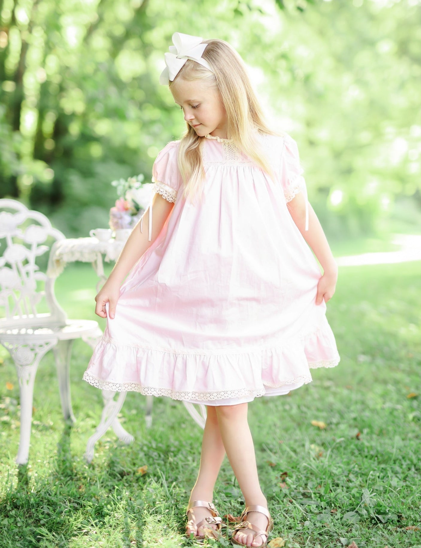 Bristol Pink Sleeved Heirloom Dress