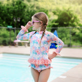 Dahlia Rash Guard Lavender Floral Print Swim Suit Set