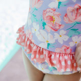 Dahlia Rash Guard Lavender Floral Print Swim Suit Set