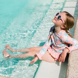 Dahlia Rash Guard Lavender Floral Print Swim Suit Set