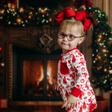 Old Fashioned Christmas Girls' Lounge Zippie with Ruffle Trim