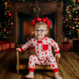 Old Fashioned Christmas Girls' Lounge Zippie with Ruffle Trim