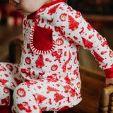 Old Fashioned Christmas Girls' Lounge Zippie with Ruffle Trim