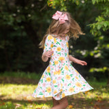 Sunflower Evenings Floral Print Knit Swing Dress with Pockets