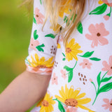 Sunflower Evenings Floral Print Knit Swing Dress with Pockets