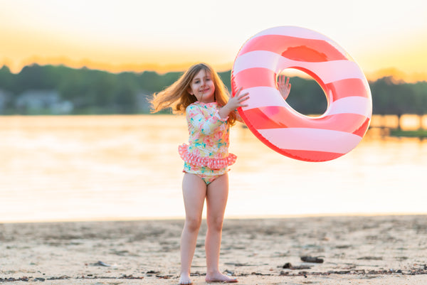 Magnolia Rash Guard Yellow Floral Print Swim Suit Set